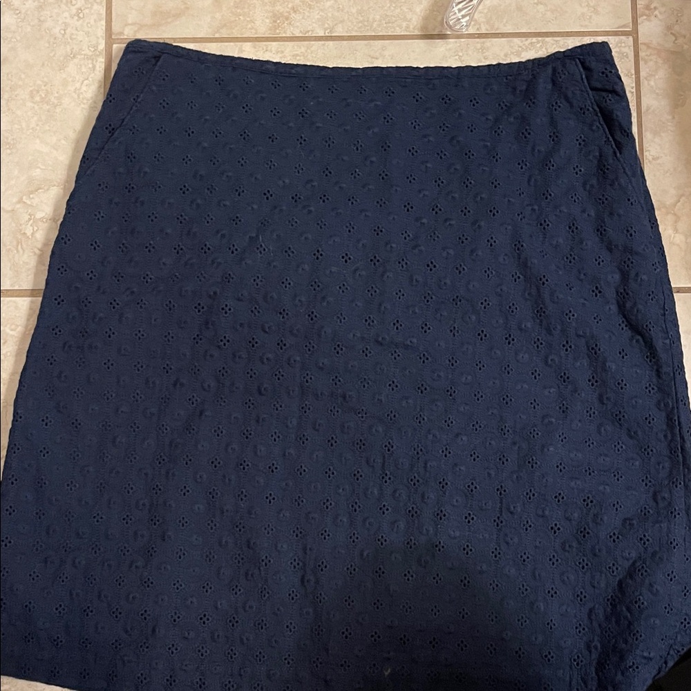 L.L. Bean Dark Blue Eyelet Skirt